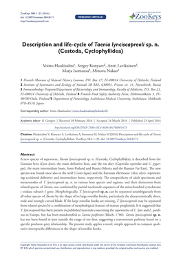 Description and Life-Cycle of Taenia Lynciscapreoli Sp. N. (Cestoda, Cyclophyllidea)