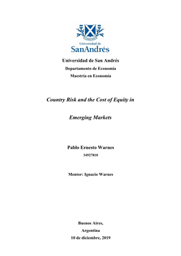 Country Risk and the Cost of Equity in Emerging Markets