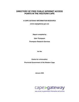 Directory of Free Public Internet Access Points in the Western Cape