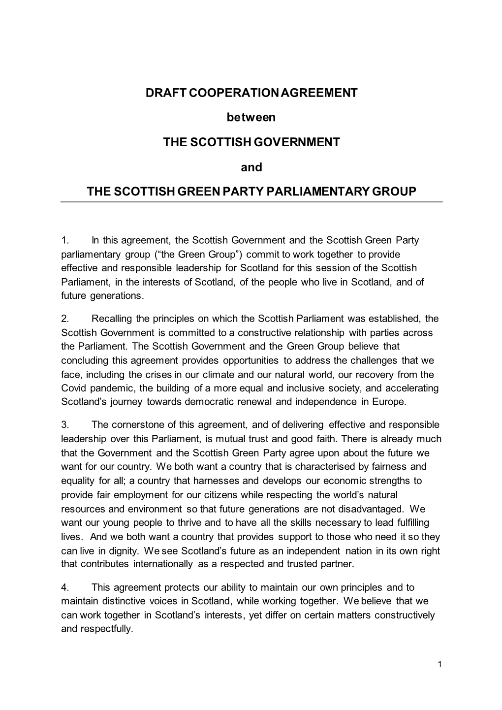 Scottish Government and Scottish Green Party Parliamentary Group