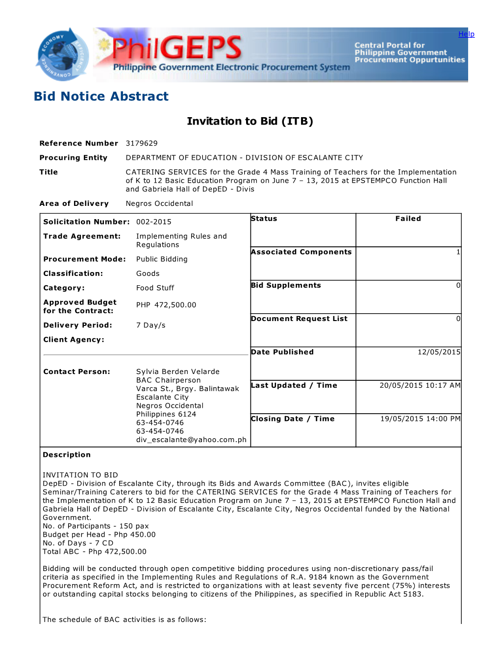 Bid Notice Abstract