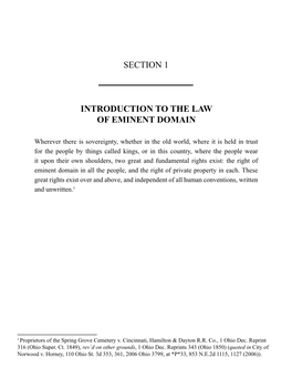 Section 1 Introduction to the Law of Eminent Domain