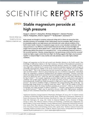 Stable Magnesium Peroxide at High Pressure