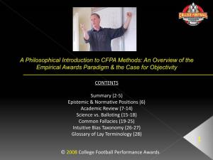 A Philosophical Introduction to CFPA Methods: an Overview of the Empirical Awards Paradigm & the Case for Objectivity