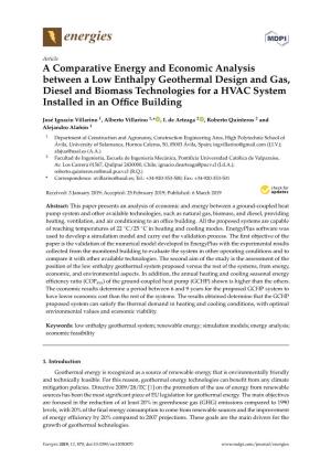 A Comparative Energy and Economic Analysis Between a Low Enthalpy Geothermal Design and Gas, Diesel and Biomass Technologies for a HVAC System Installed in an Office Building