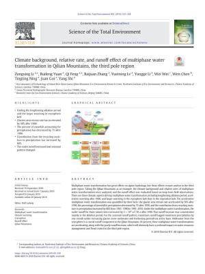 Climate Background, Relative Rate, and Runoff Effect of Multiphase Water Transformation in Qilian Mountains, the Third Pole Region