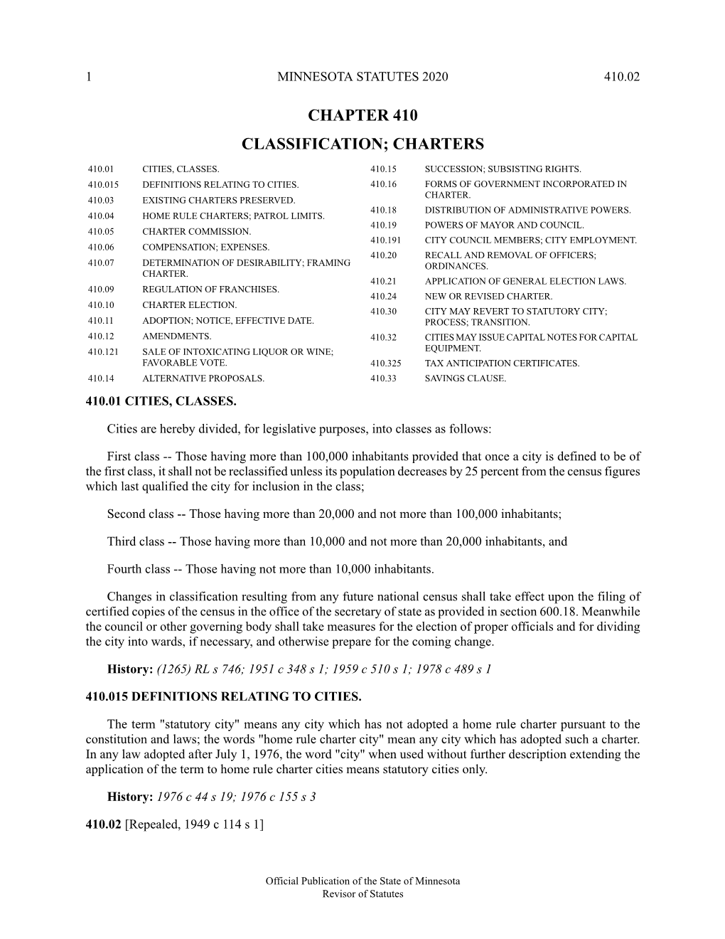 Minnesota Statutes 2020, Chapter