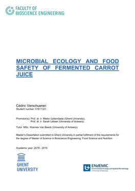 Microbial Ecology and Food Safety of Fermented Carrot Juice