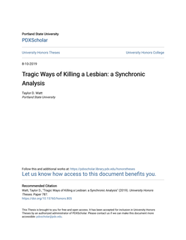 Tragic Ways of Killing a Lesbian: a Synchronic Analysis