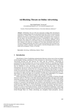 Ad-Blocking Threats on Online Advertising