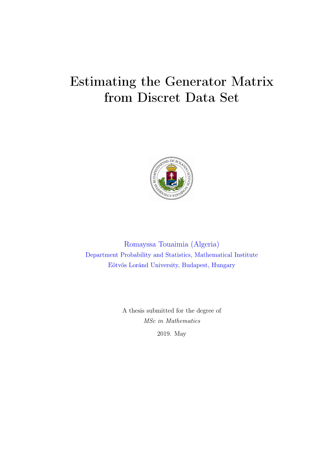 Estimating the Generator Matrix from Discret Data Set