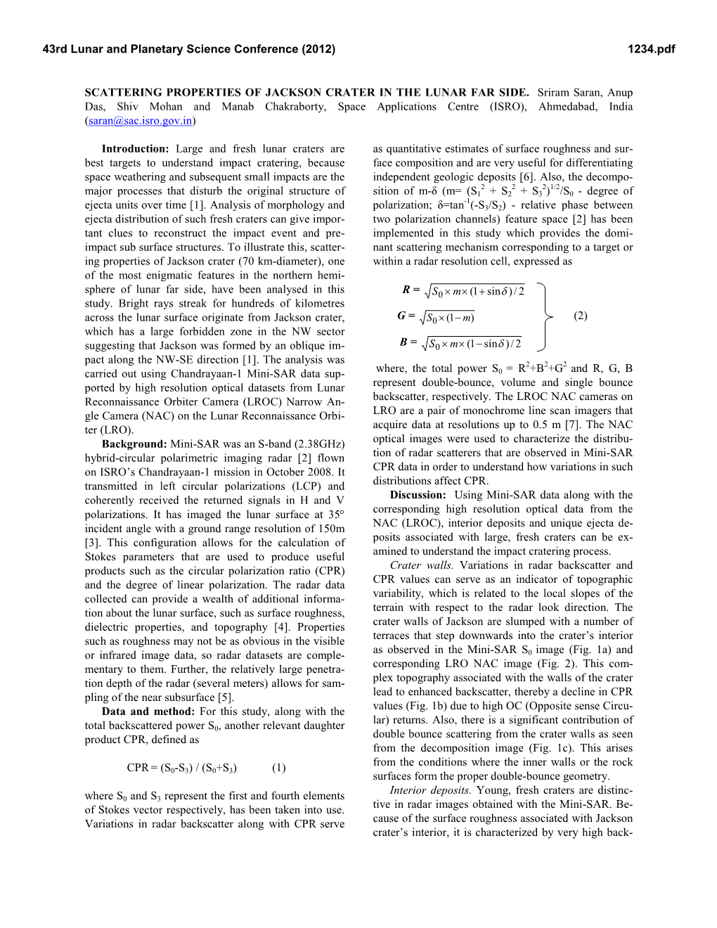 Scattering Properties of Jackson Crater in the Lunar Far Side