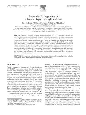 Molecular Phylogenetics of a Protein Repair Methyltransferase Ron M