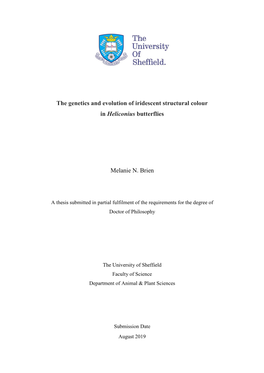 The Genetics and Evolution of Iridescent Structural Colour in Heliconius Butterflies