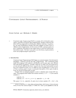Constraint Logic Programming: a Survey