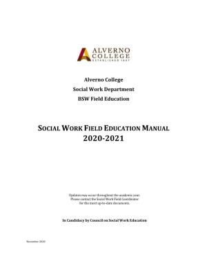 Social Work Field Education Manual 2020-2021
