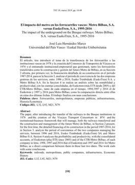 Metro Bilbao, SA Versus Euskotren, SA, 1995-2016 The