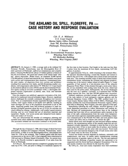 The Ashland Oil Spill, Floreffe, Pa — Case History and Response Evaluation