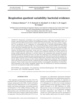 Respiration Quotient Variability: Bacterial Evidence
