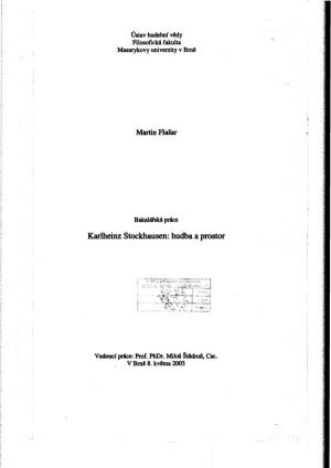 Karlheinz Stockhausen: Hudba a Prostor