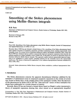 Smoothing of the Stokes Phenomenon Using Mellin-Barnes Integrals