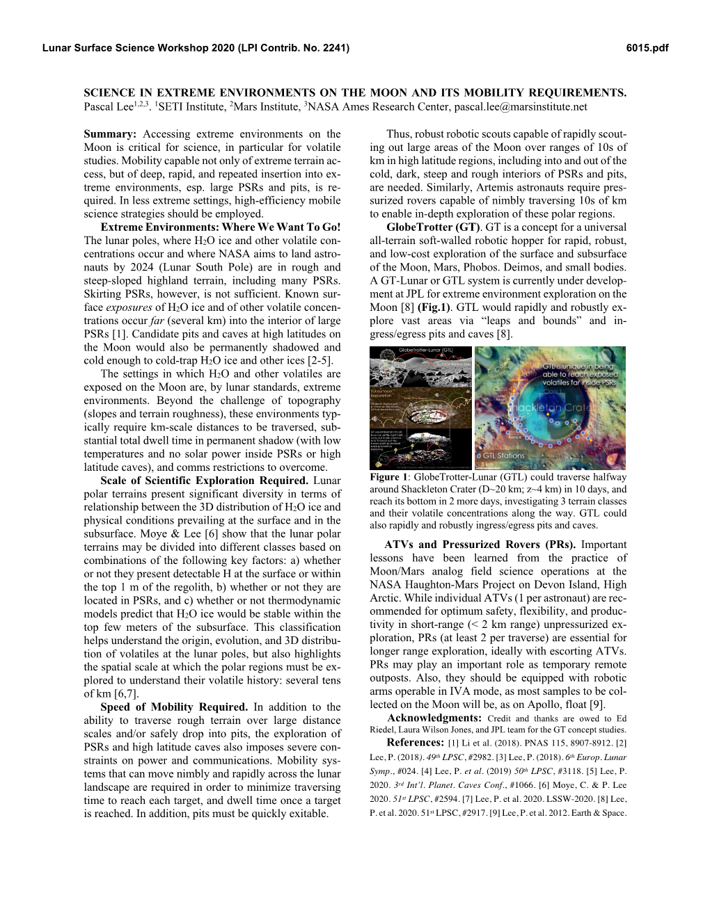 Science in Extreme Environments on the Moon and Its Mobility Requirements