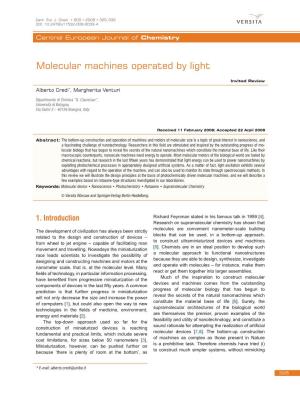 Molecular Machines Operated by Light