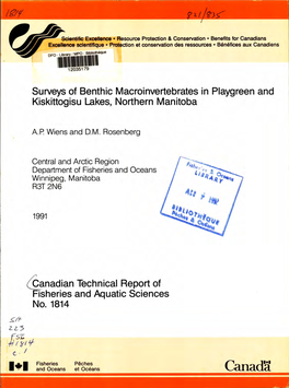 Surveys of Benthic Macroinvertebrates in Playgreen and Kiskittogisu Lakes, Northern Manitoba