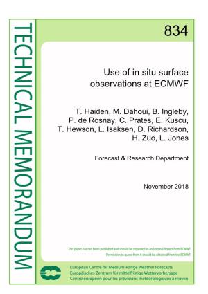 Use of in Situ Surface Observations at ECMWF