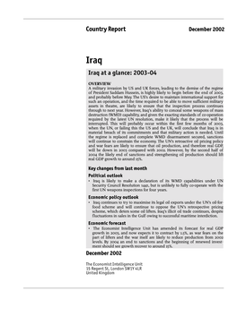 Country Report Iraq at a Glance: 2003-04