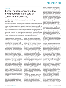 Tumour Antigens Recognized by T Lymphocytes: at the Core of Cancer Immunotherapy