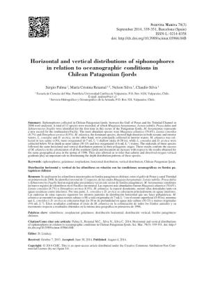 Horizontal and Vertical Distributions of Siphonophores in Relation to Oceanographic Conditions in Chilean Patagonian Fjords