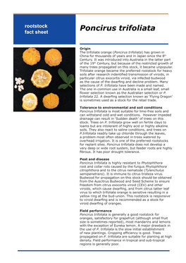 Poncirus Trifoliata Fact Sheet