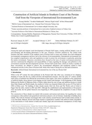 Construction of Artificial Islands in Southern Coast of the Persian Gulf from the Viewpoint of International Environmental Law