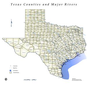 Texas Counties and Major Rivers