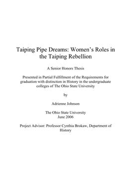 Taiping Pipe Dreams: Women's Roles in The