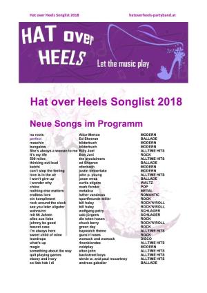 Hat Over Heels Songlist 2018 Hatoverheels‐Partyband.At