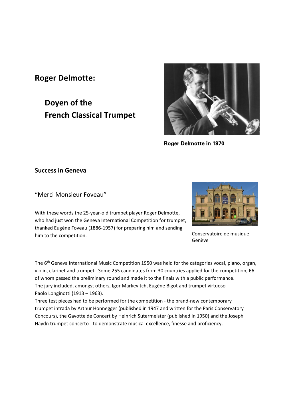 Roger Delmotte: Doyen of the French Classical Trumpet