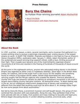 Press Release for Bury the Chains Published by Houghton Mifflin