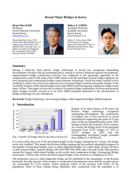 Recent Major Bridges in Korea Summary 1. Introduction