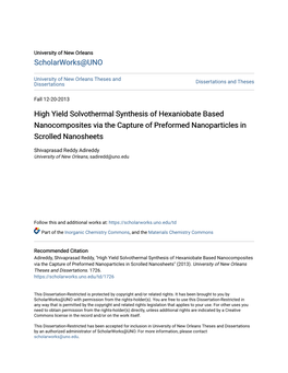 High Yield Solvothermal Synthesis of Hexaniobate Based Nanocomposites Via the Capture of Preformed Nanoparticles in Scrolled Nanosheets