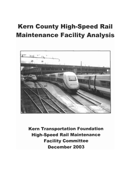 Kern County High-Speed Rail Maintenance Facility Analysis