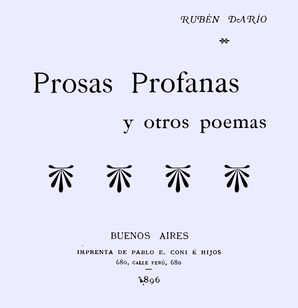 Prosas Profanas Y Otros Poemas