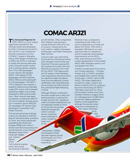 COMAC ARJ21 He Advanced Regional Jet Aircraft Families