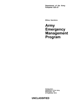 PAM 525-27. Army Emergency Management Program