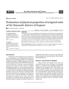 Evaluation of Physical Properties of Irrigated Soils of Gir Somnath District of Gujarat