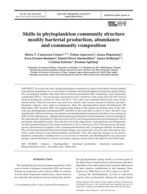 Shifts in Phytoplankton Community Structure Modify Bacterial Production, Abundance and Community Composition