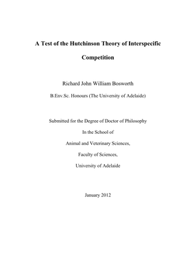 A Test of the Hutchinson Theory of Interspecific Competition
