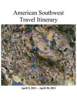 American Southwest Travel Itinerary
