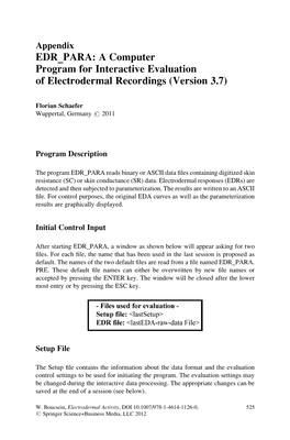 A Computer Program for Interactive Evaluation of Electrodermal Recordings (Version 3.7)